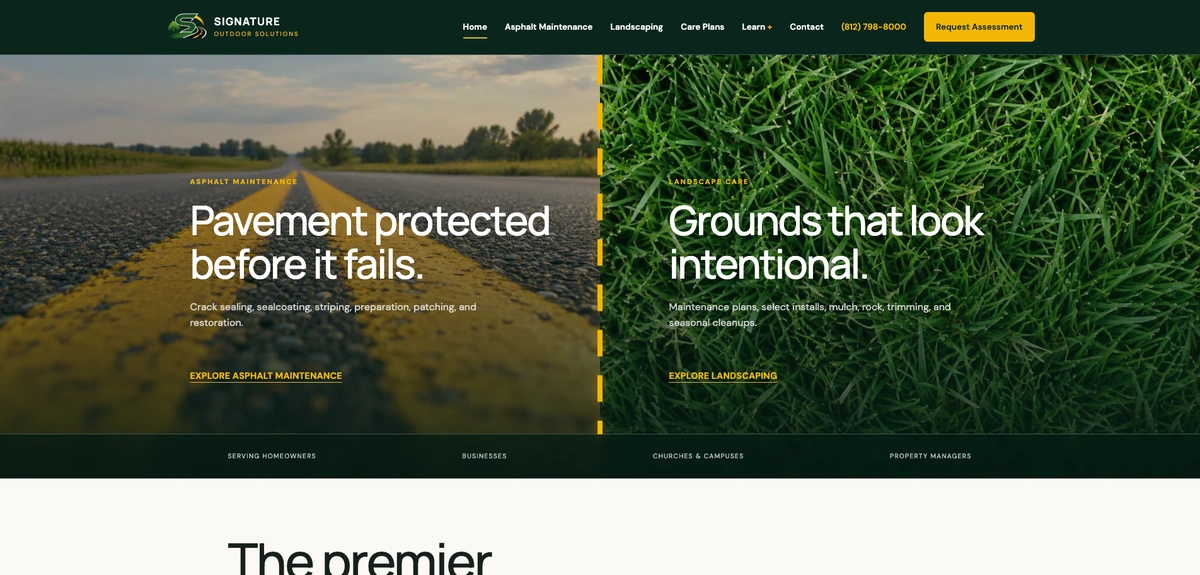 Signature Outdoor Solutions website on a desktop screen